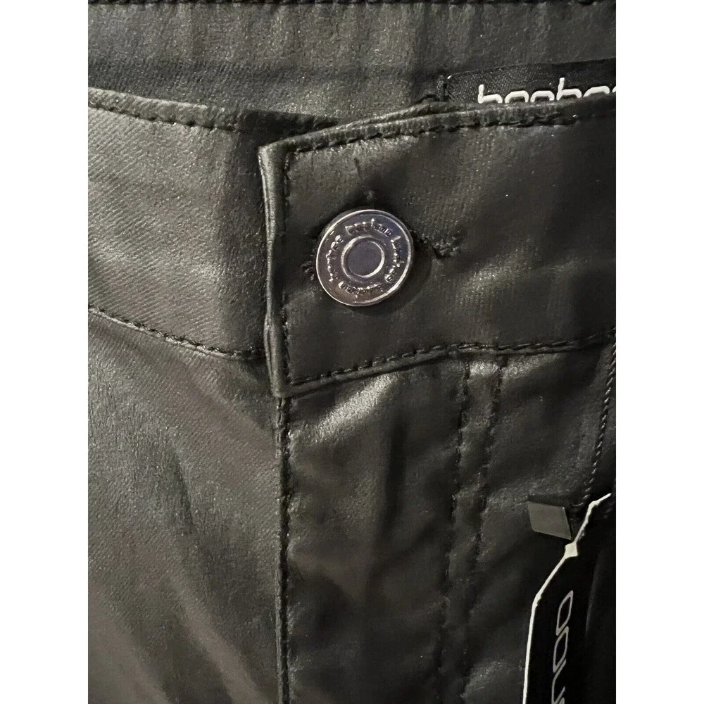 Boohoo jeans Womens Tall sz 14 vegan leather coated Split Hem Straight Leg New